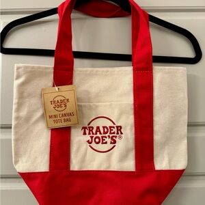 Trader Joe’s Mini Canvas Tote Red and Cream